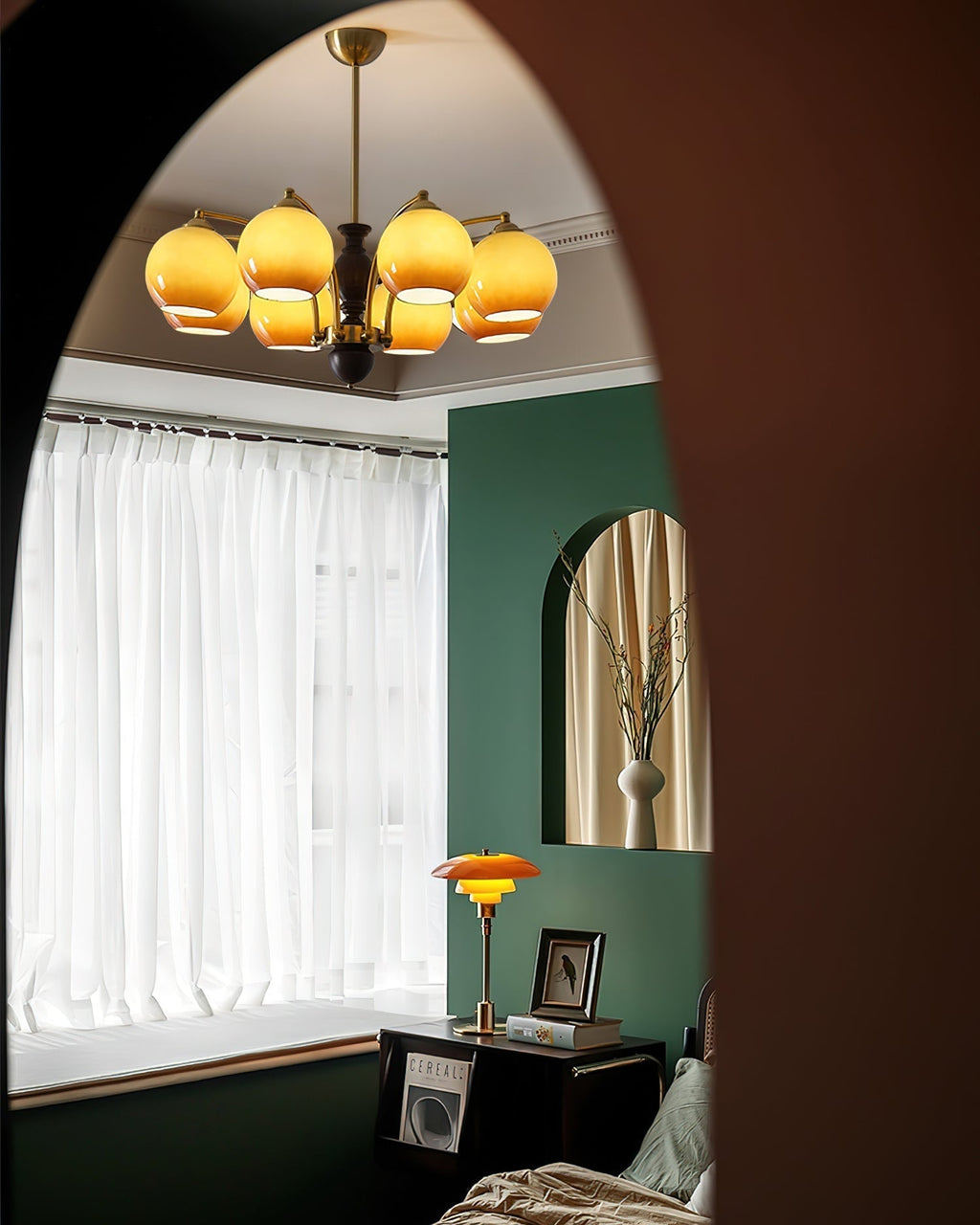Viora Chandelier Bois Verre Mid-Century - Neutralighting