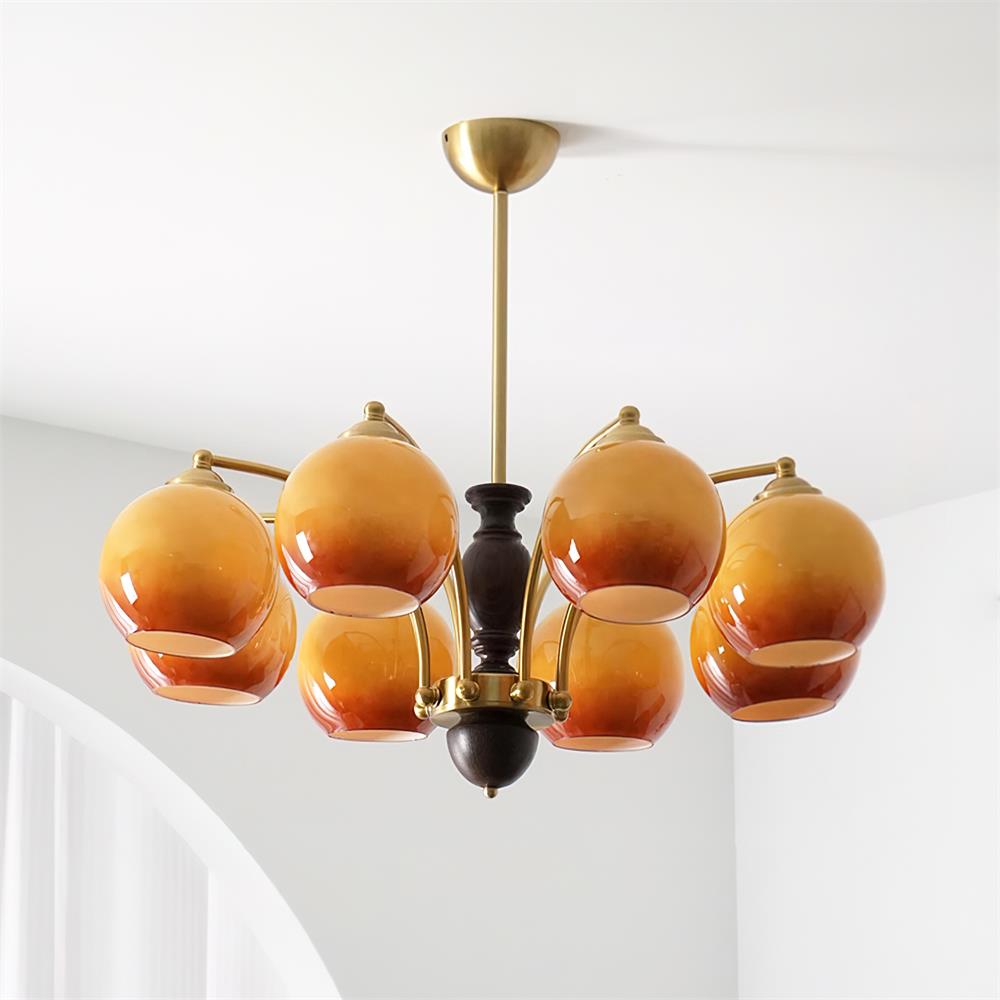 Viora Chandelier Bois Verre Mid-Century - Neutralighting