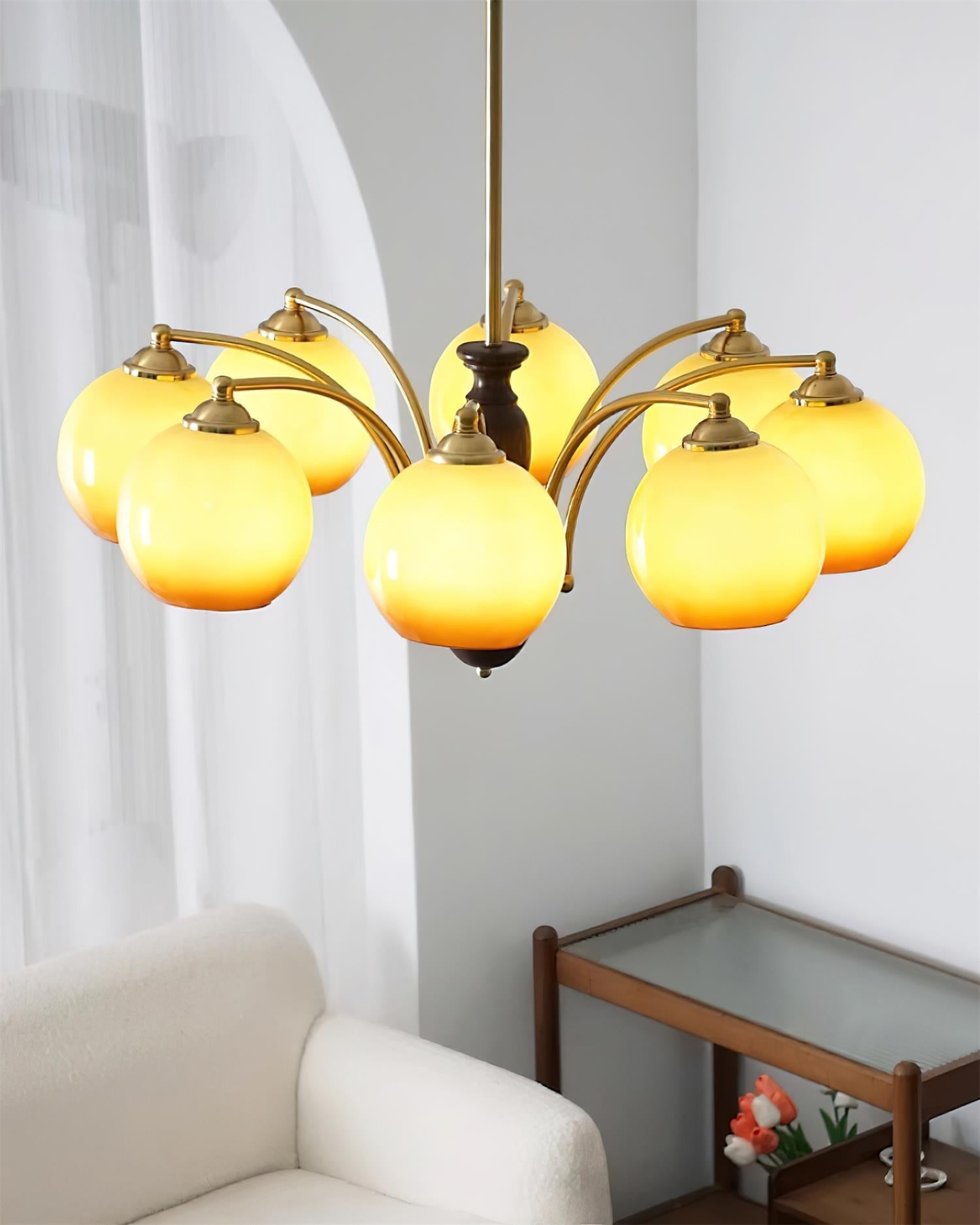 Viora Chandelier Bois Verre Mid-Century - Neutralighting