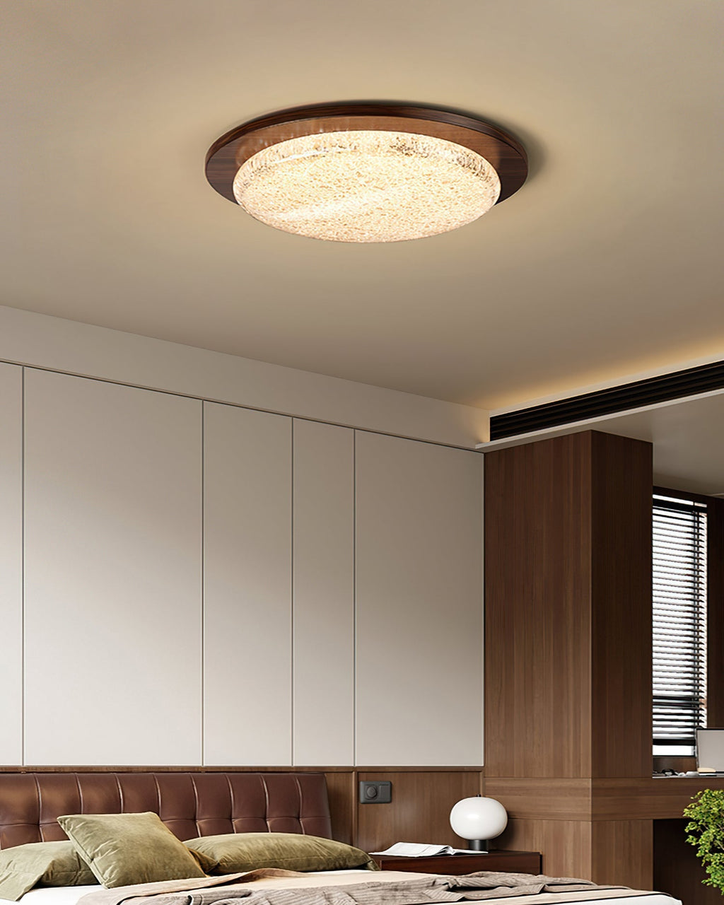 Kidson Plafonnier Résine Texturée Ton Bois LED - Neutralighting
