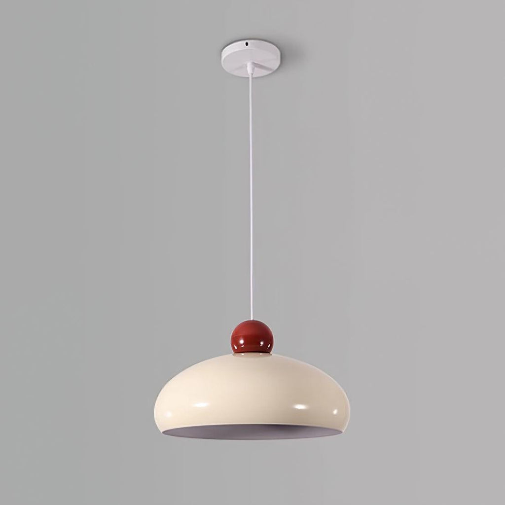 Lampe Pendante Abat-jour Dôme Blanc Accent Rouge Urban Retro - Neutralighting
