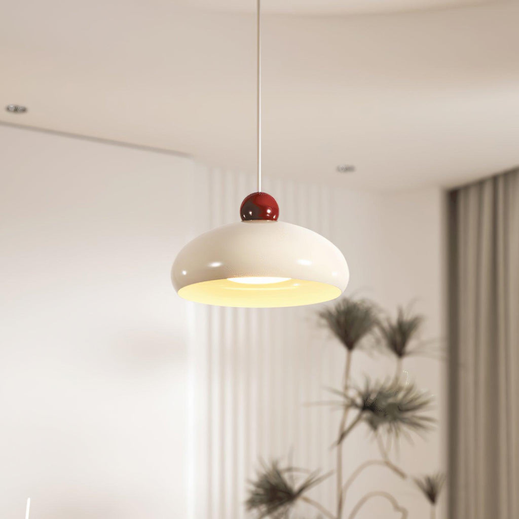Lampe Pendante Abat-jour Dôme Blanc Accent Rouge Urban Retro - Neutralighting