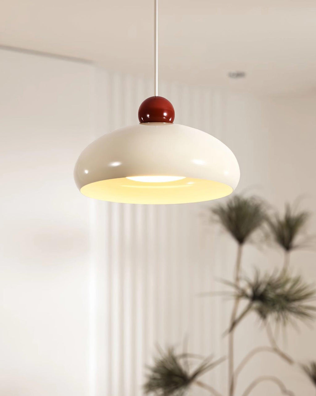 Lampe Pendante Abat-jour Dôme Blanc Accent Rouge Urban Retro - Neutralighting