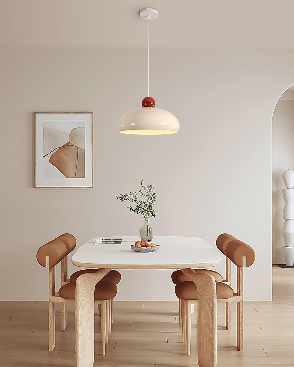 Lampe Pendante Abat-jour Dôme Blanc Accent Rouge Urban Retro - Neutralighting
