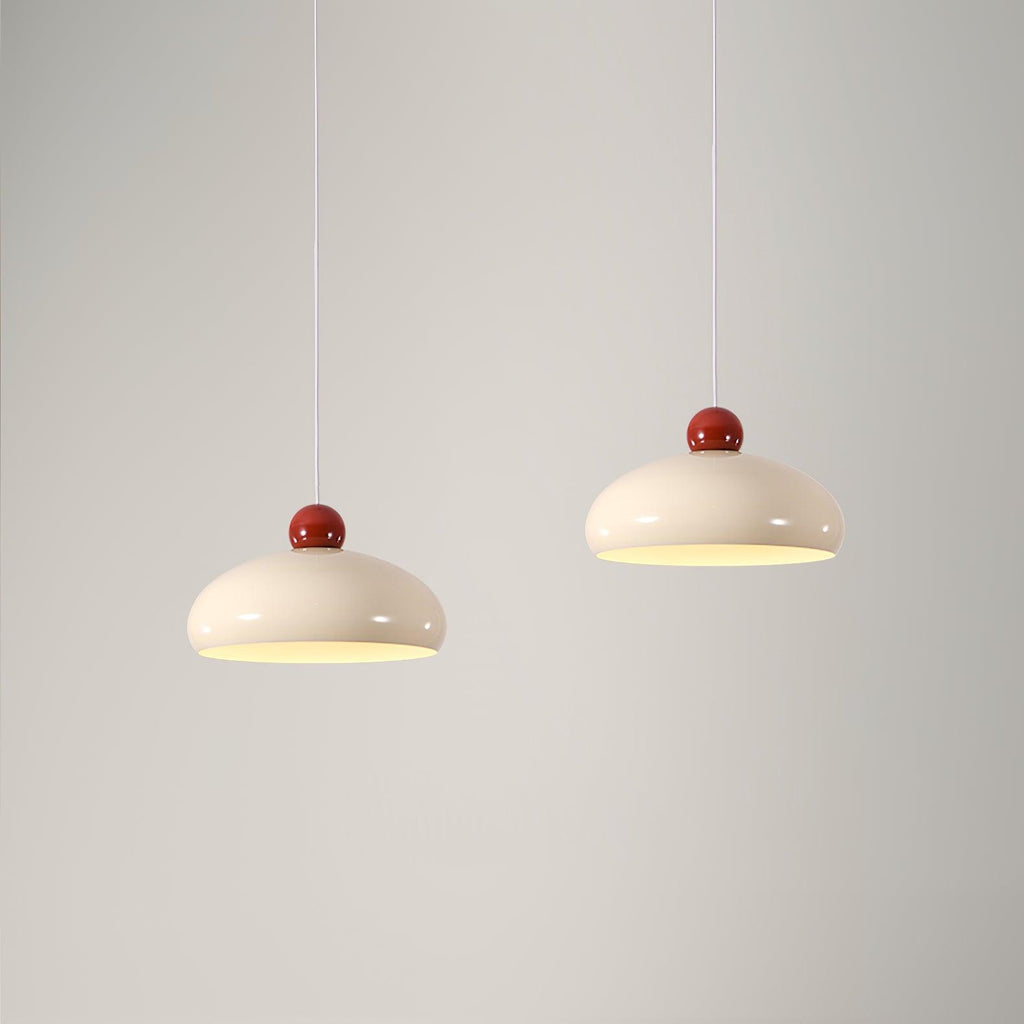 Lampe Pendante Abat-jour Dôme Blanc Accent Rouge Urban Retro - Neutralighting