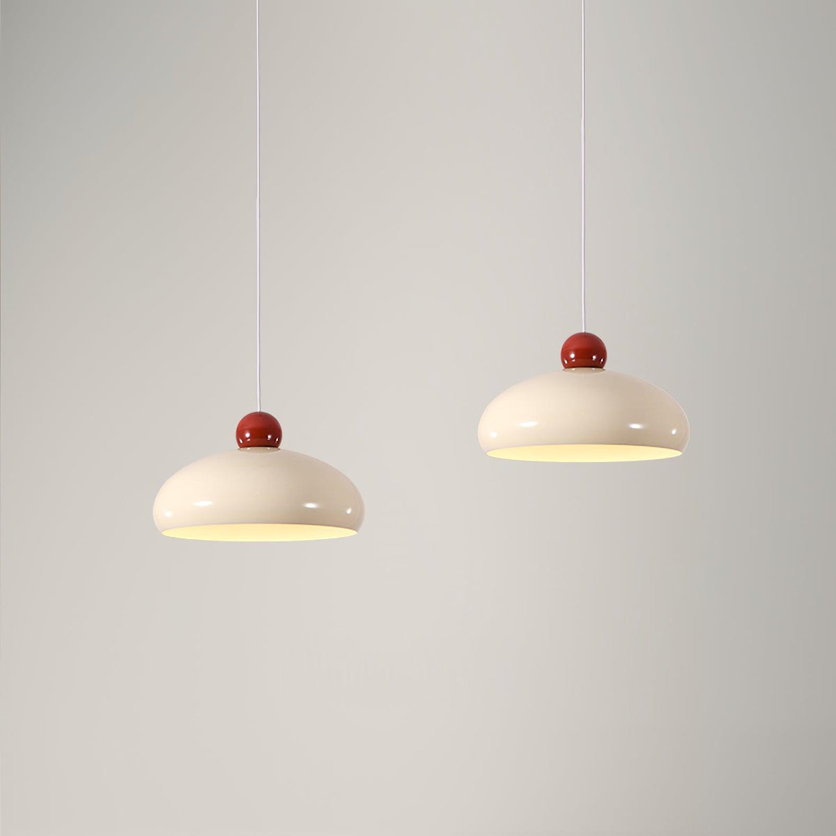 Lampe Pendante Abat-jour Dôme Blanc Accent Rouge Urban Retro - Neutralighting