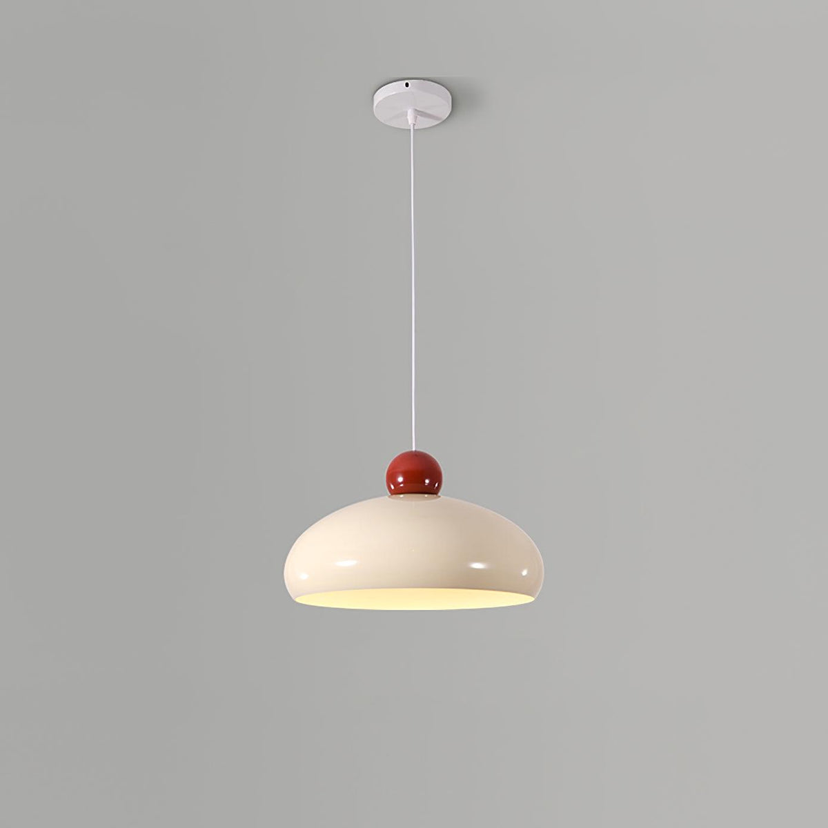 Lampe Pendante Abat-jour Dôme Blanc Accent Rouge Urban Retro - Neutralighting