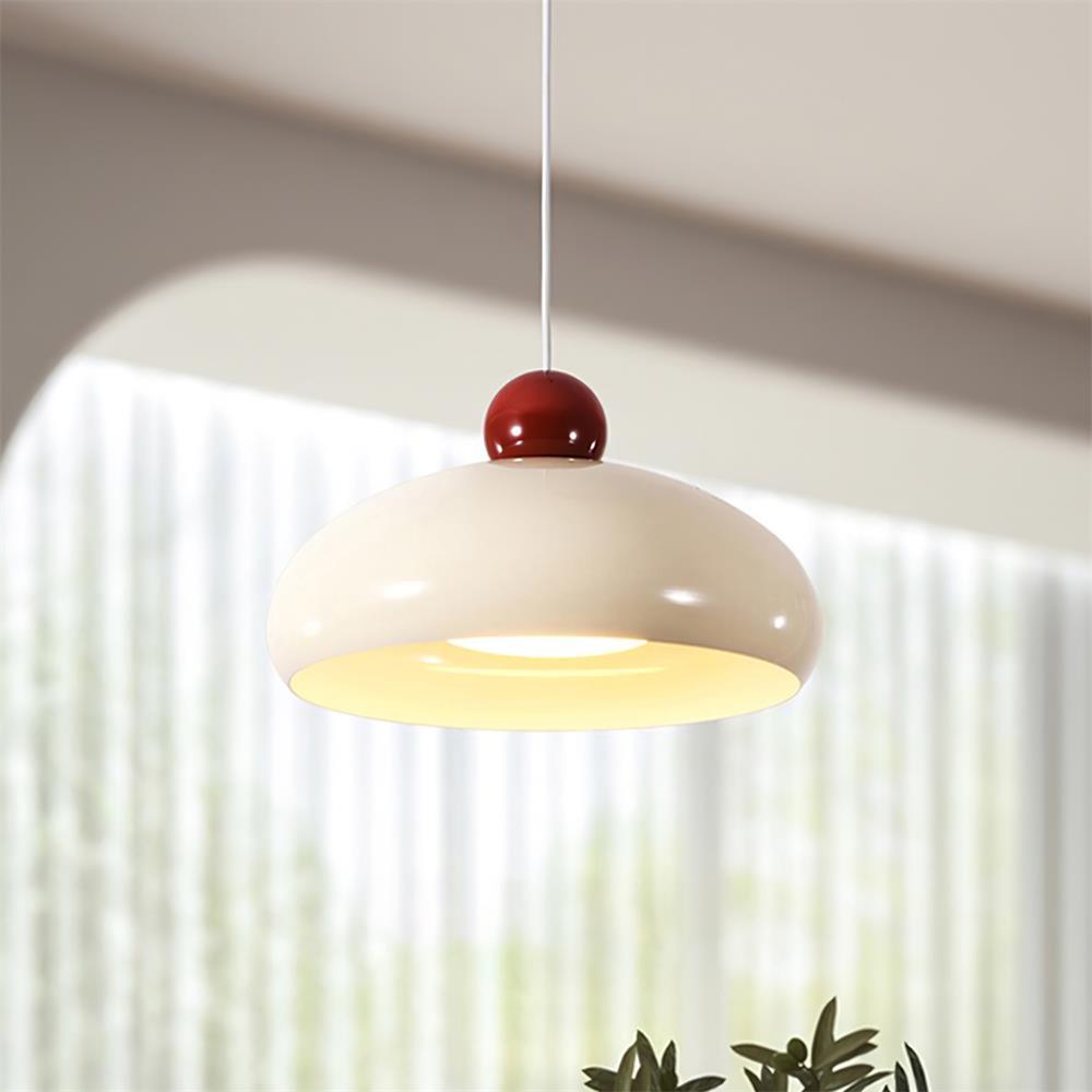 Lampe Pendante Abat-jour Dôme Blanc Accent Rouge Urban Retro - Neutralighting