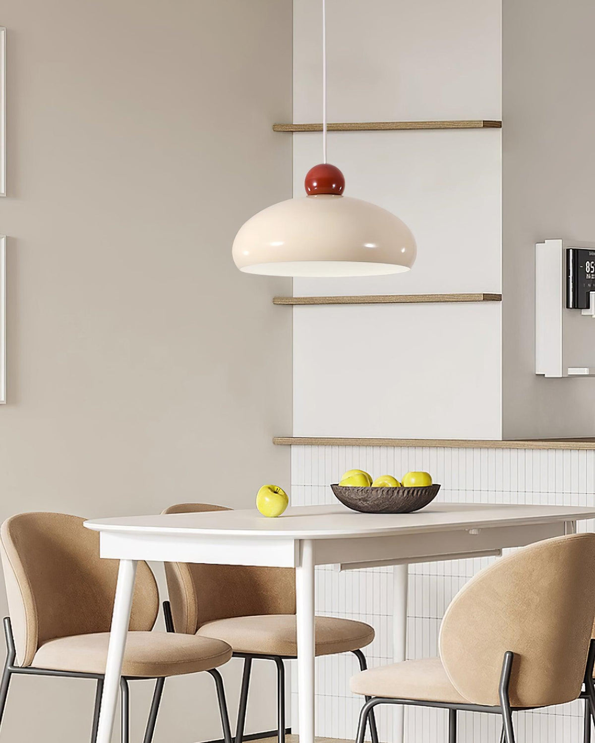 Lampe Pendante Abat-jour Dôme Blanc Accent Rouge Urban Retro - Neutralighting