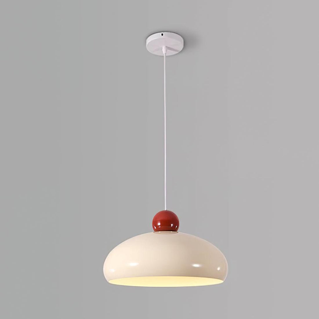 Lampe Pendante Abat-jour Dôme Blanc Accent Rouge Urban Retro - Neutralighting