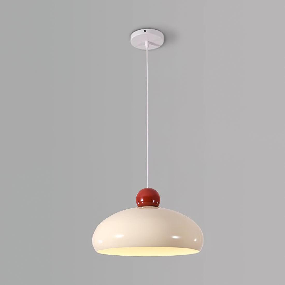 Lampe Pendante Abat-jour Dôme Blanc Accent Rouge Urban Retro - Neutralighting