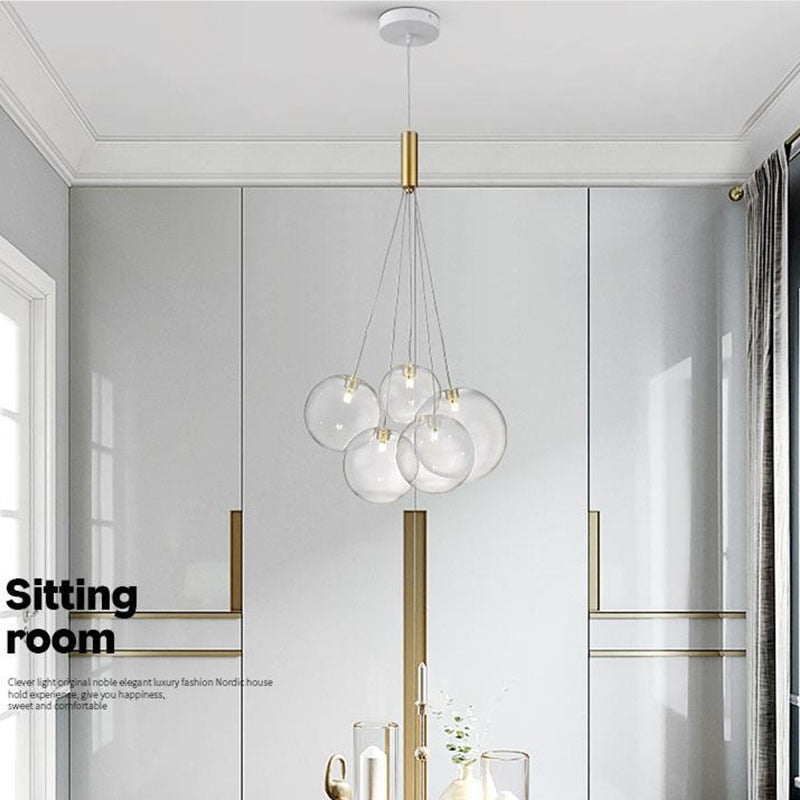 Valentina Suspension Bubble Moderne Métal/Verre Transparent/Étoilé Salon - Neutralighting