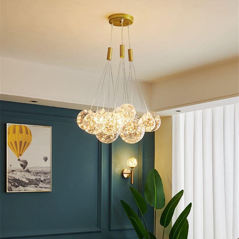 Valentina Suspension Bubble Moderne Métal/Verre Transparent/Étoilé Salon - Neutralighting