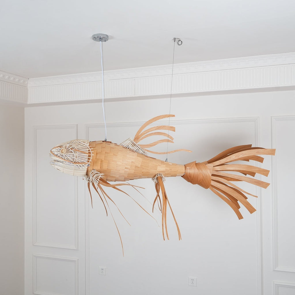 Lustra Lustre Bois Poisson Artisanal - Neutralighting