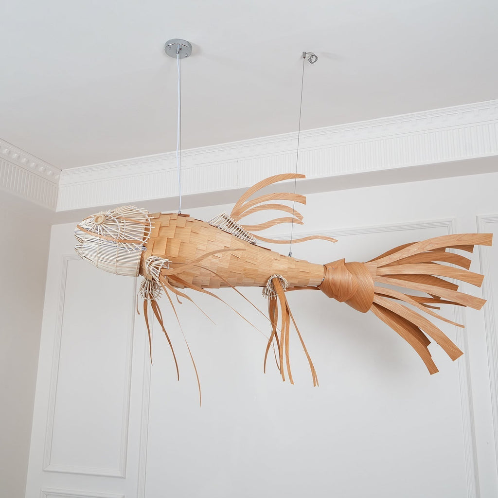 Lustra Lustre Bois Poisson Artisanal - Neutralighting