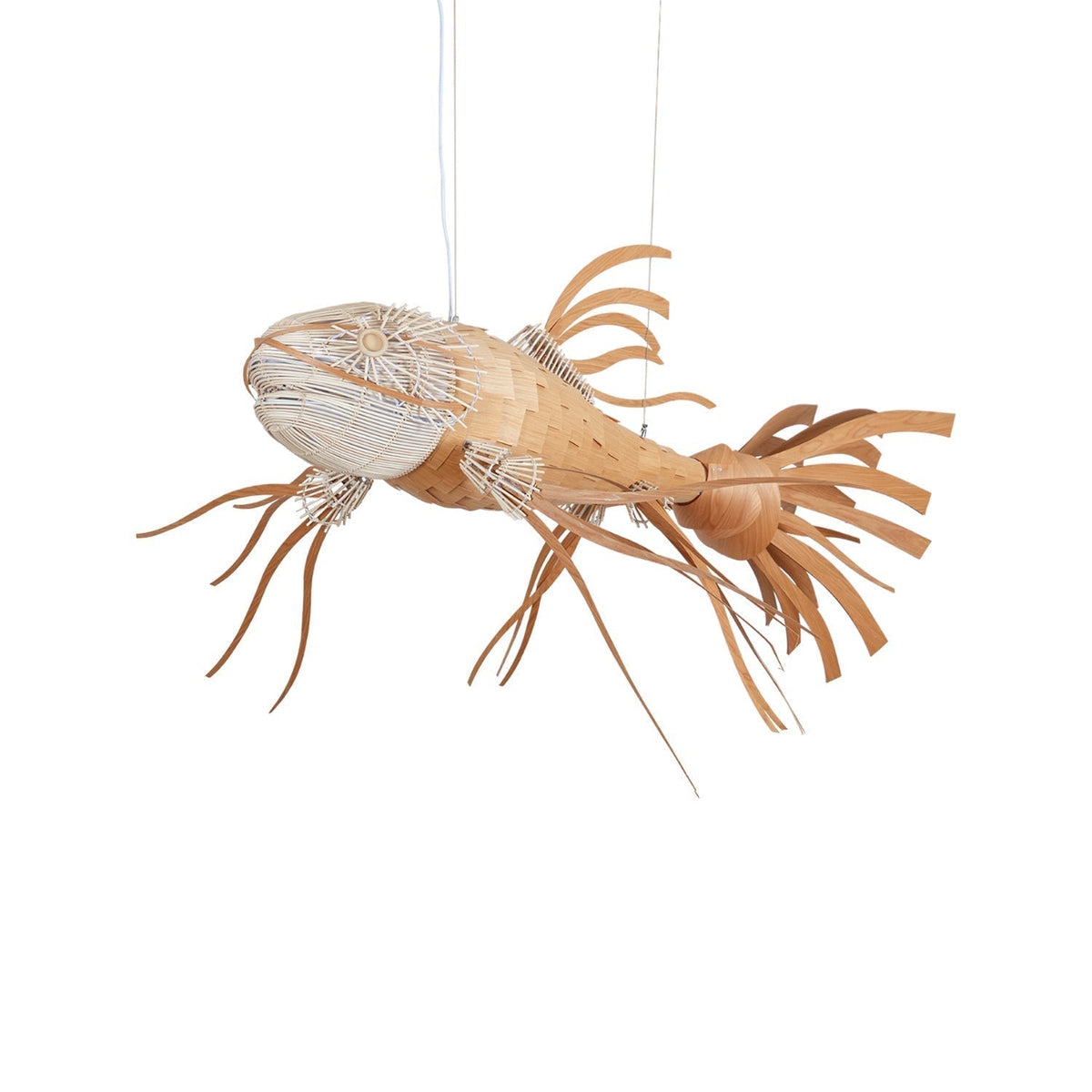 Lustra Lustre Bois Poisson Artisanal - Neutralighting