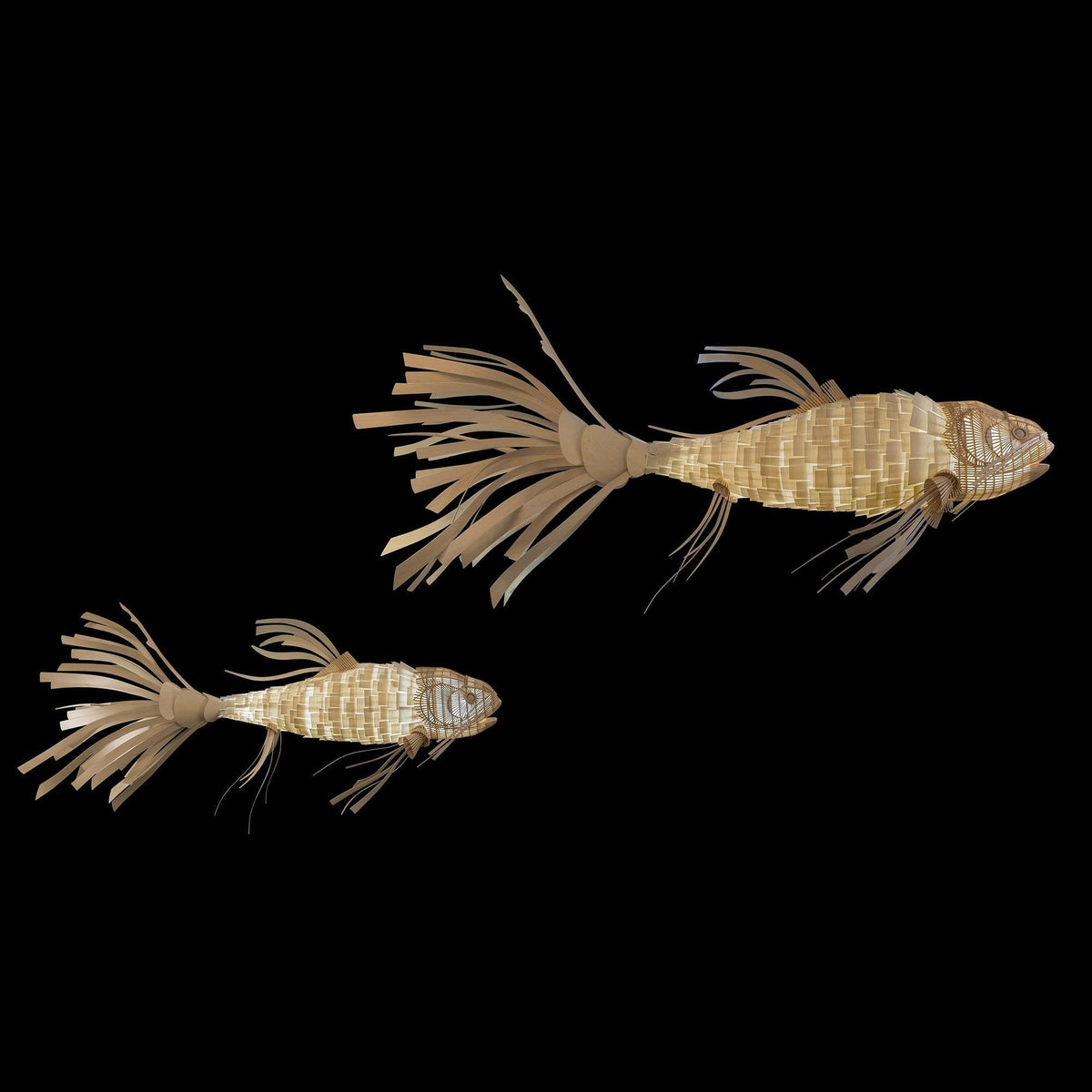 Lustra Lustre Bois Poisson Artisanal - Neutralighting