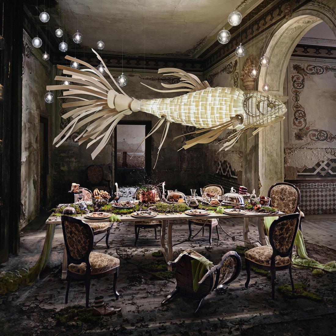 Lustra Lustre Bois Poisson Artisanal - Neutralighting