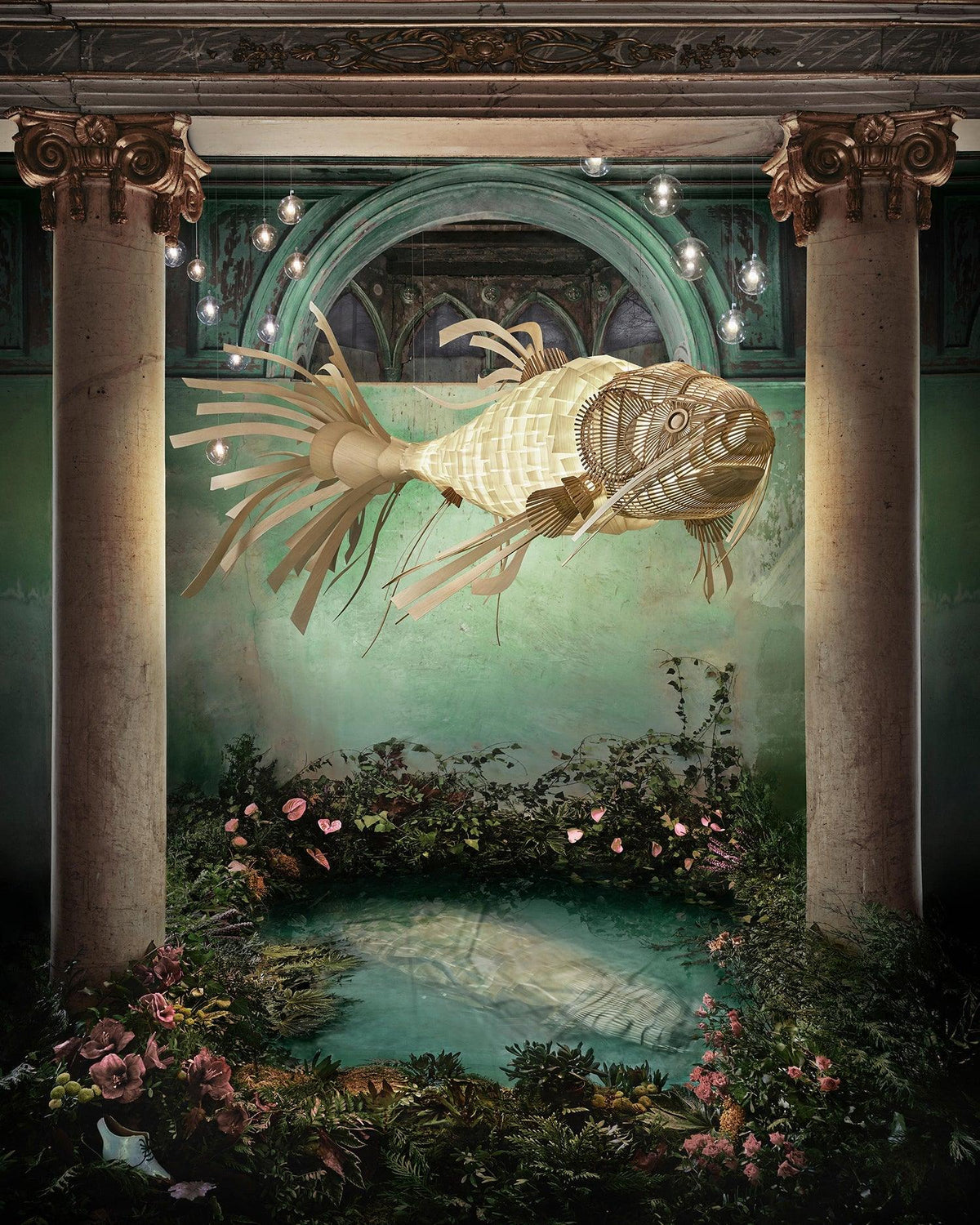 Lustra Lustre Bois Poisson Artisanal - Neutralighting