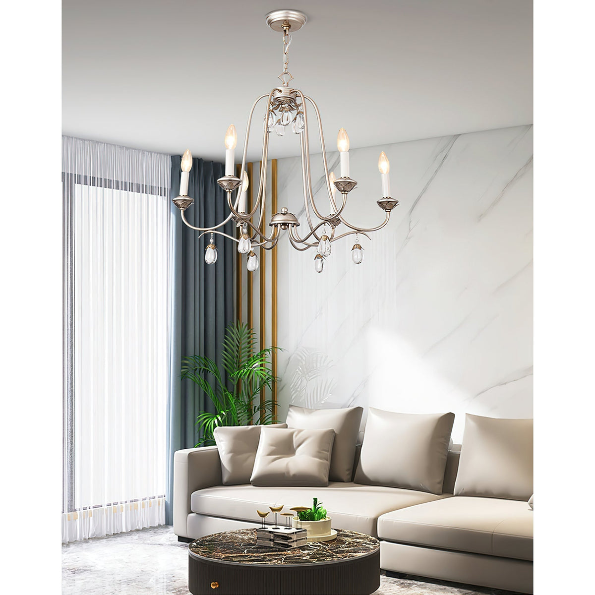 Ocara Lustre Cristal Laiton Industriel Vintage Luxe - Neutralighting