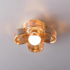 Lampe Plafond avec Pétales de Trèfle en Verre Ambre et Laiton Style Scandinave - Neutralighting