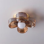 Lampe Plafond avec Pétales de Trèfle en Verre Ambre et Laiton Style Scandinave - Neutralighting