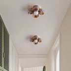 Lampe Plafond avec Pétales de Trèfle en Verre Ambre et Laiton Style Scandinave - Neutralighting