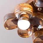 Lampe Plafond avec Pétales de Trèfle en Verre Ambre et Laiton Style Scandinave - Neutralighting