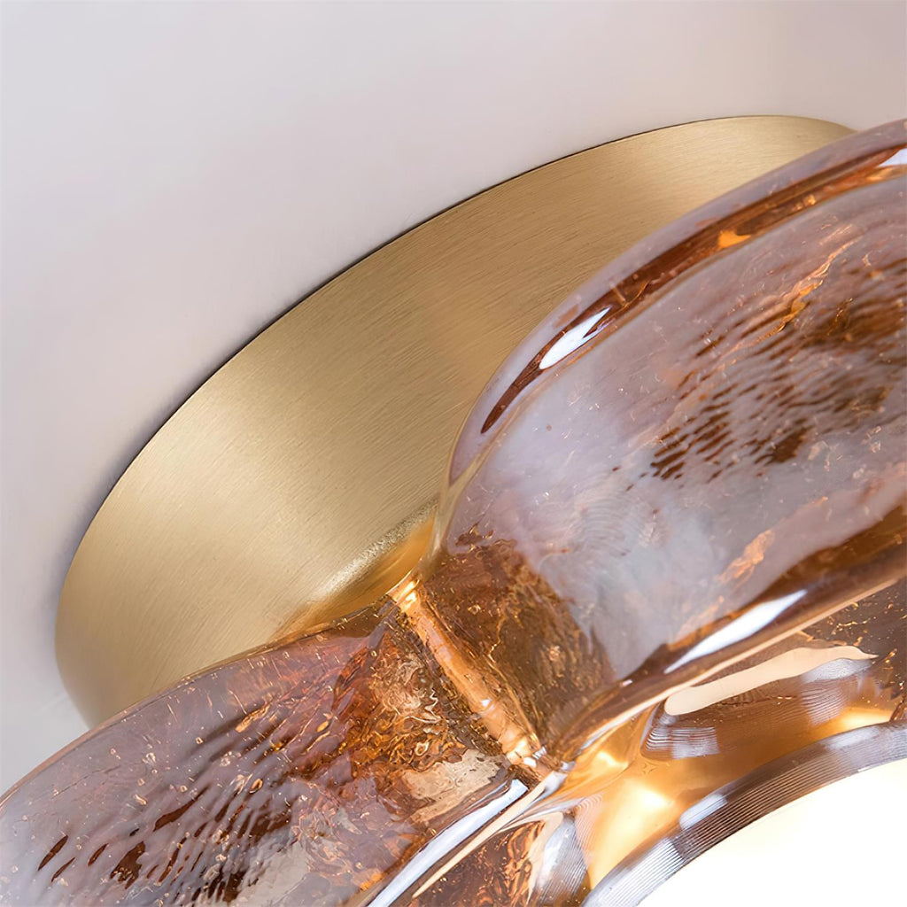 Lampe Plafond avec Pétales de Trèfle en Verre Ambre et Laiton Style Scandinave - Neutralighting