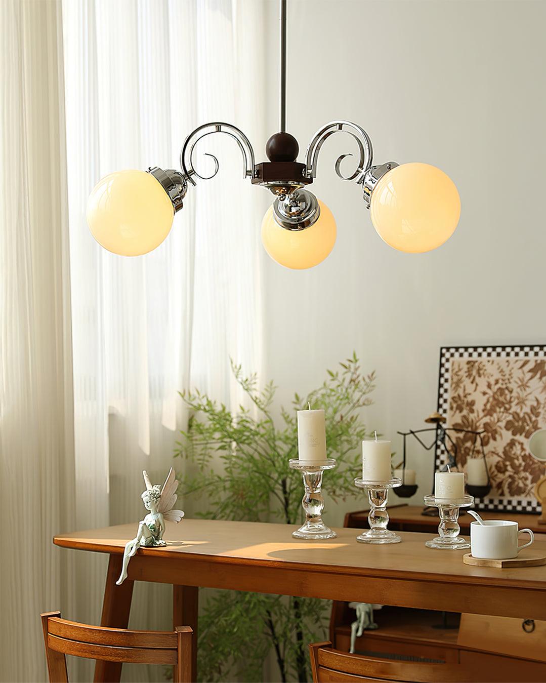 Kotter Lustre Crème Bras Courbés en Nickel Satiné Sculptural - Neutralighting