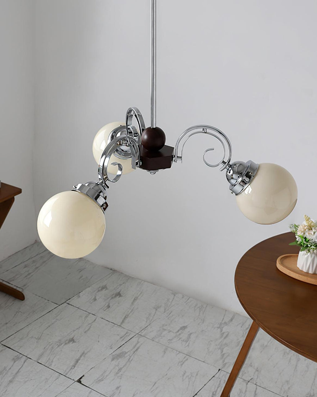 Kotter Lustre Crème Bras Courbés en Nickel Satiné Sculptural - Neutralighting