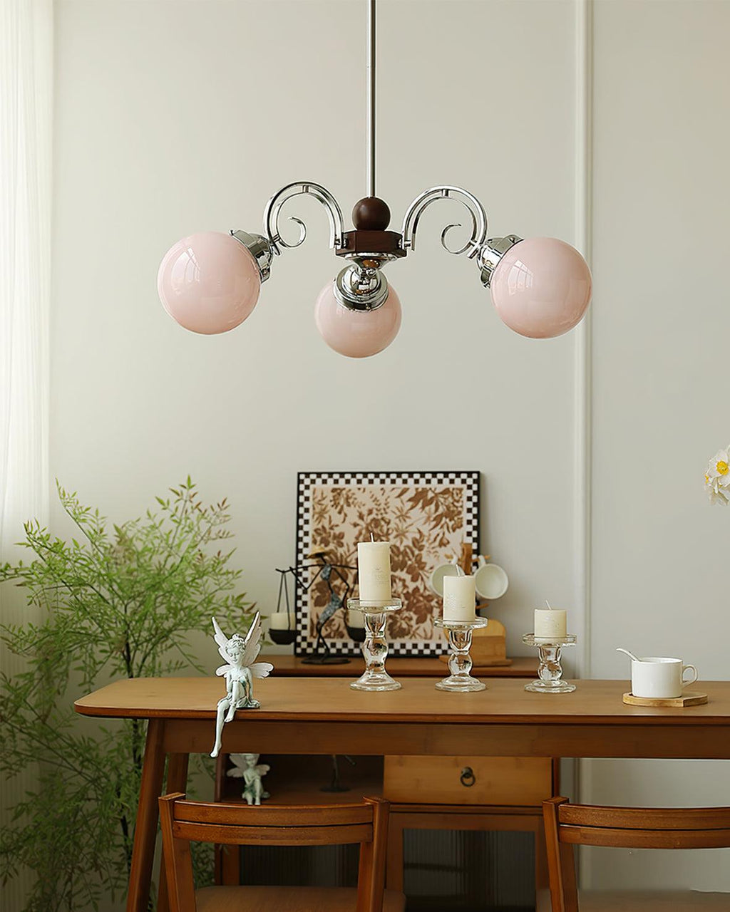 Kotter Lustre Crème Bras Courbés en Nickel Satiné Sculptural - Neutralighting