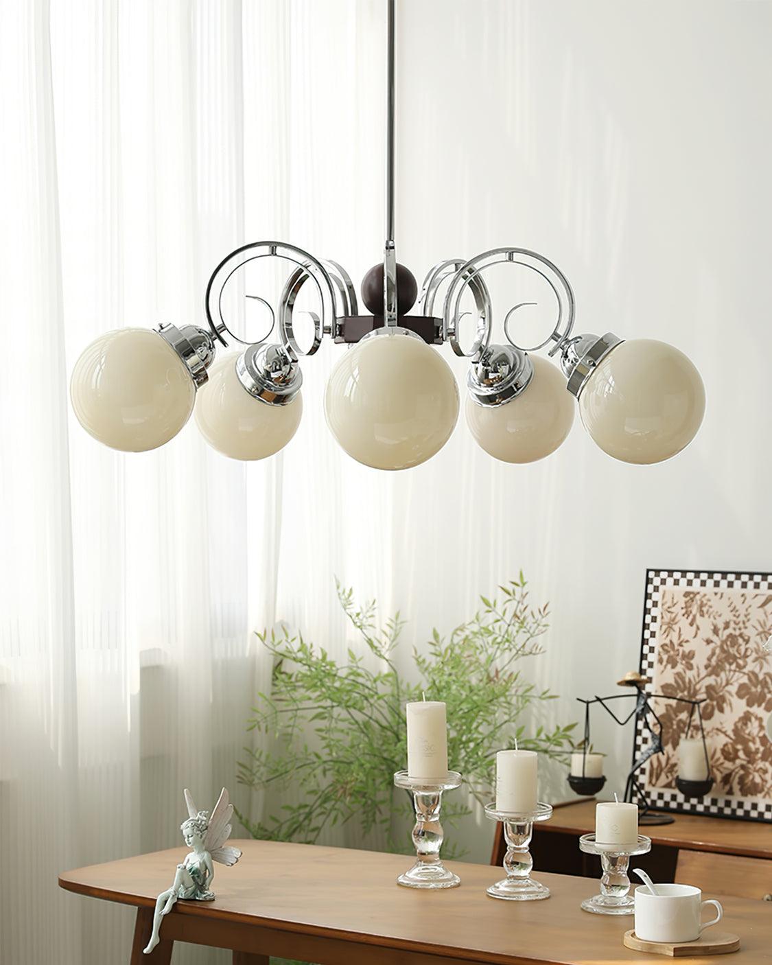 Kotter Lustre Crème Bras Courbés en Nickel Satiné Sculptural - Neutralighting