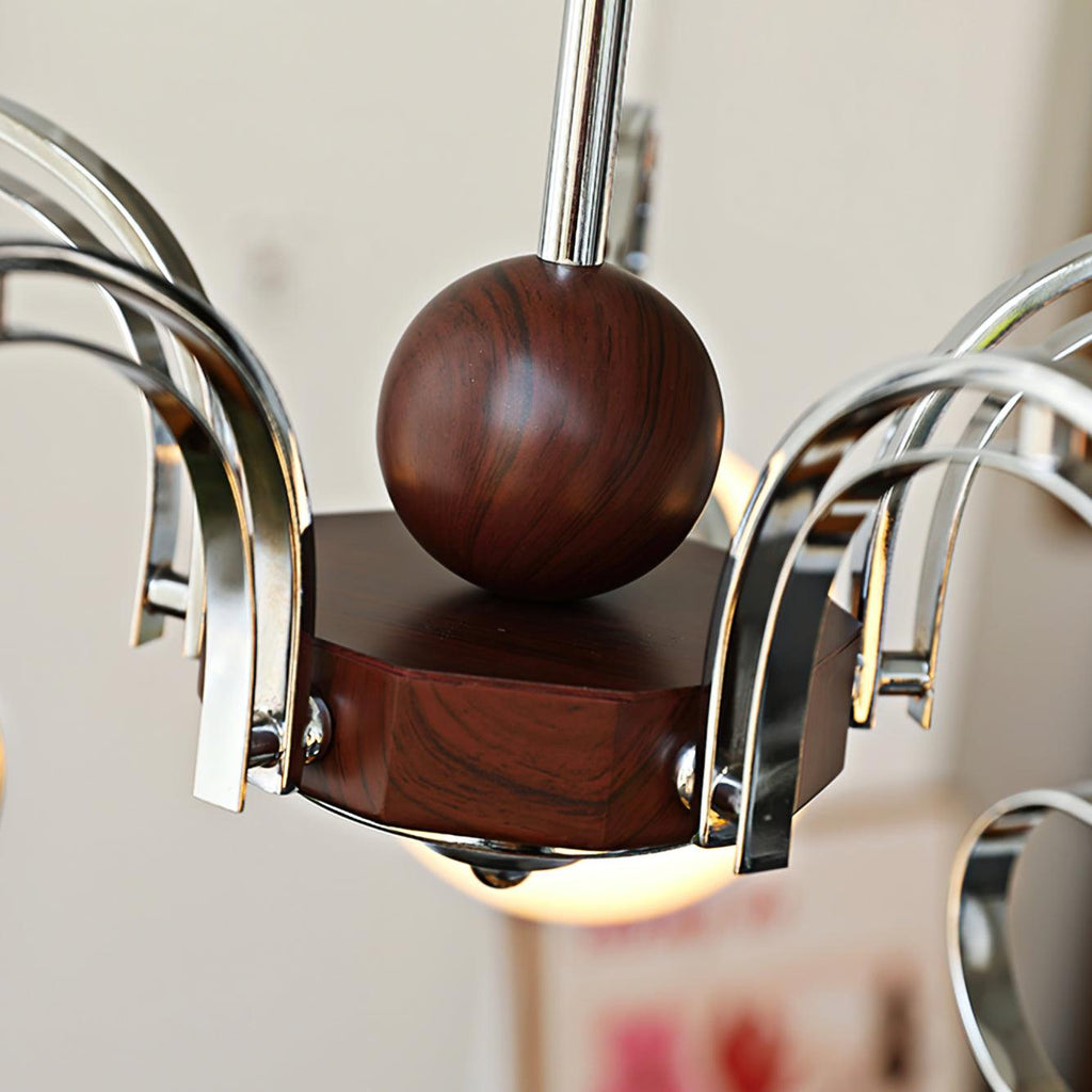 Kotter Lustre Crème Bras Courbés en Nickel Satiné Sculptural - Neutralighting