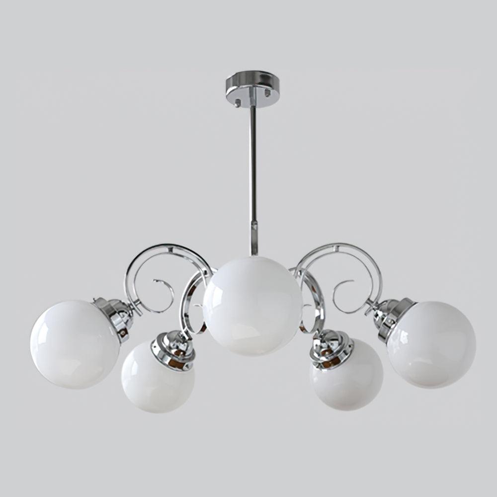 Kotter Lustre Crème Bras Courbés en Nickel Satiné Sculptural - Neutralighting