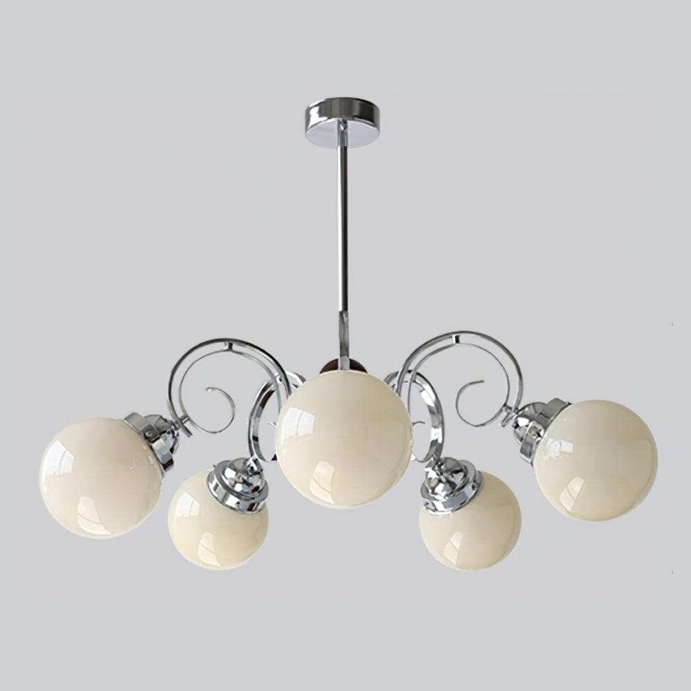 Kotter Lustre Crème Bras Courbés en Nickel Satiné Sculptural - Neutralighting