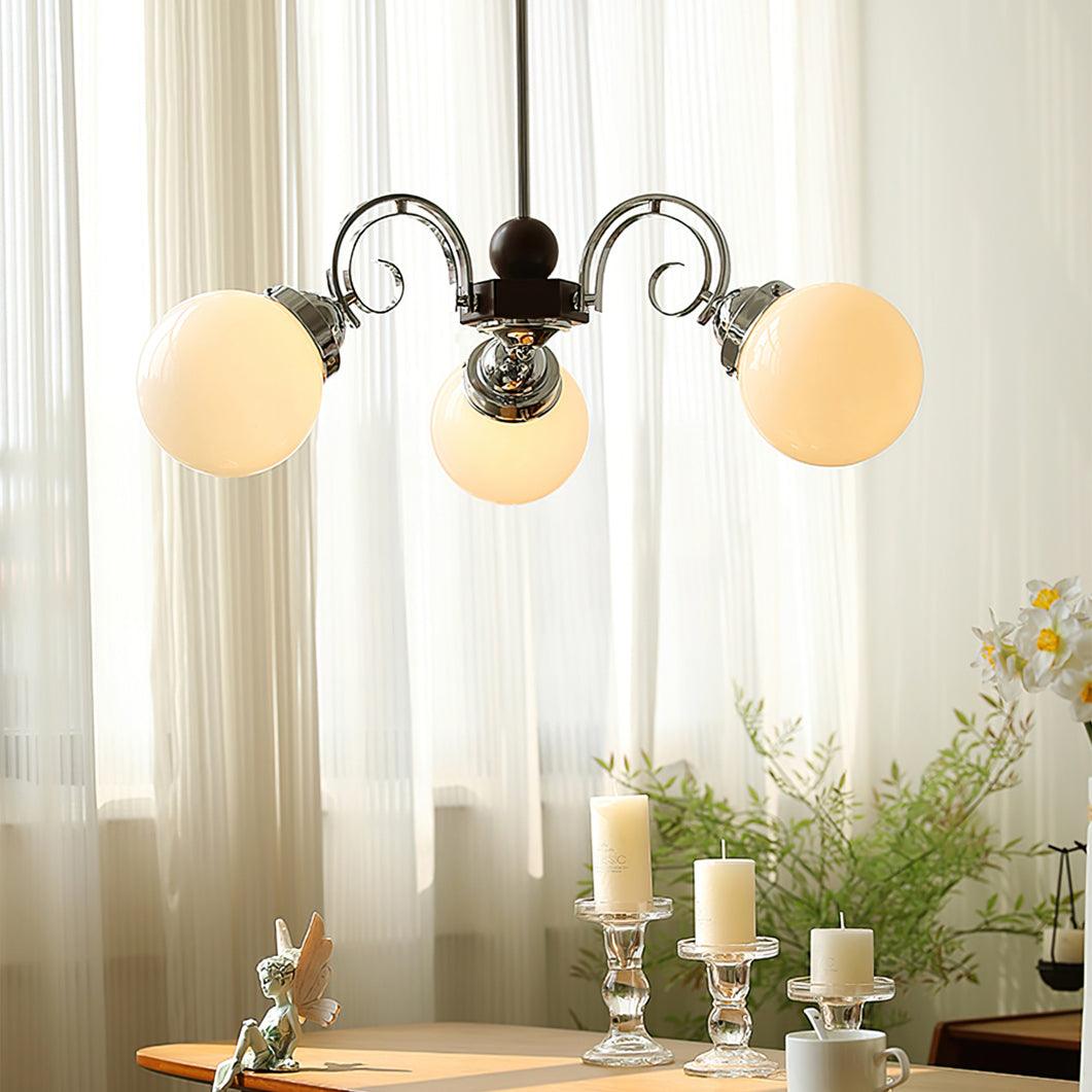 Kotter Lustre Crème Bras Courbés en Nickel Satiné Sculptural - Neutralighting