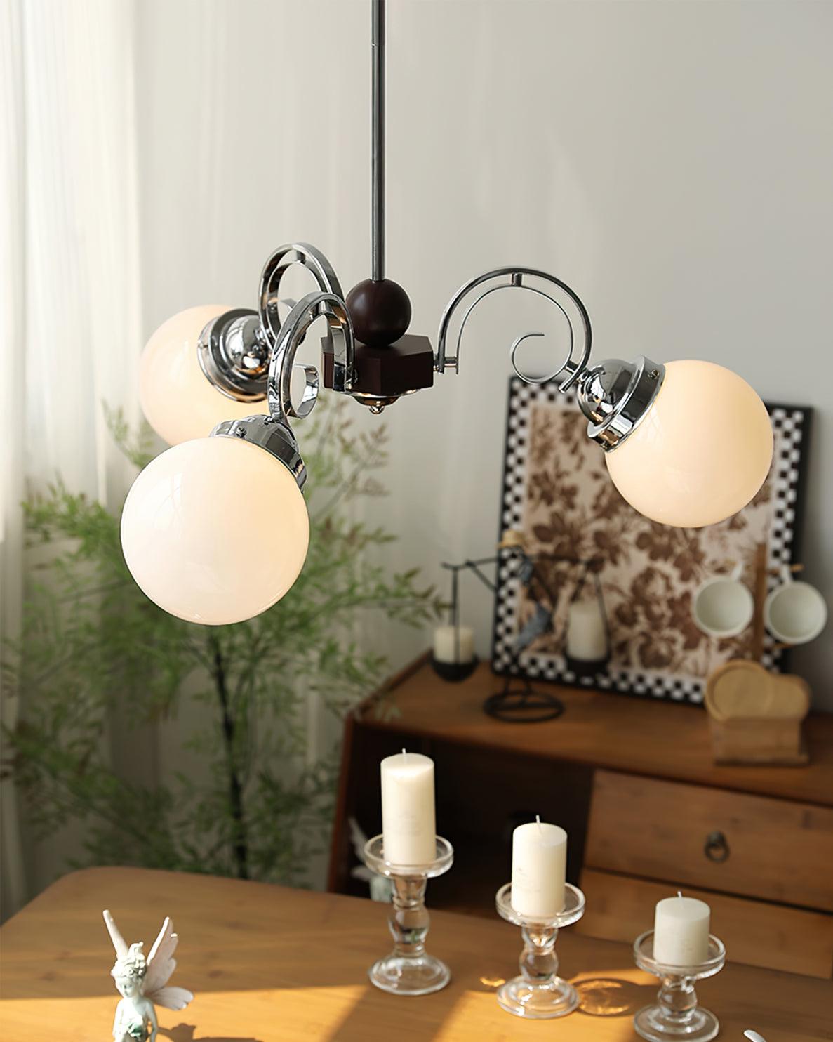 Kotter Lustre Crème Bras Courbés en Nickel Satiné Sculptural - Neutralighting