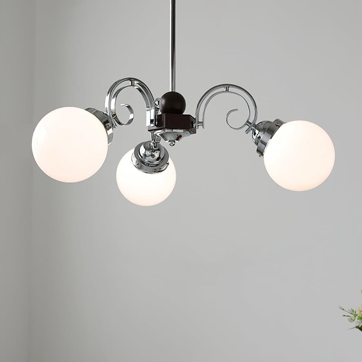 Kotter Lustre Crème Bras Courbés en Nickel Satiné Sculptural - Neutralighting