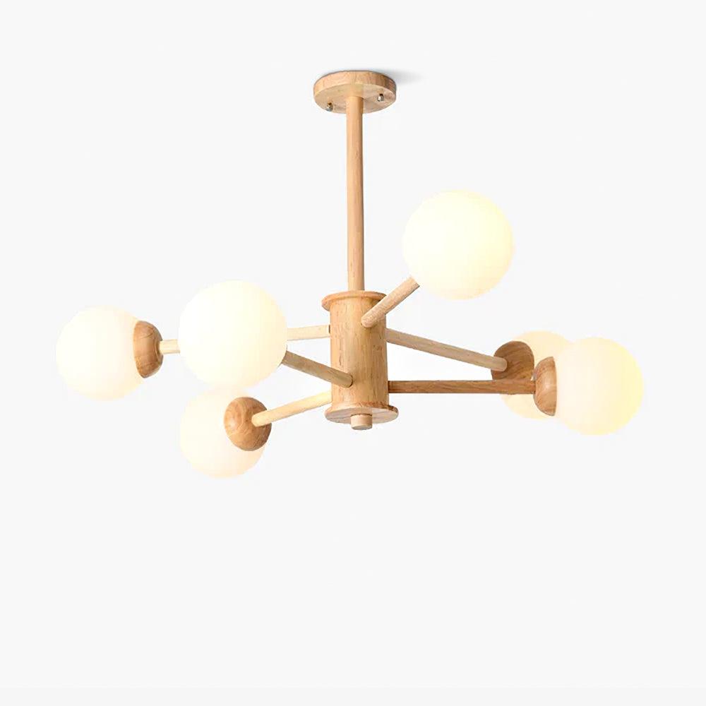 Lustra Chandelier en Bois Globe Minimaliste Naturel - Neutralighting