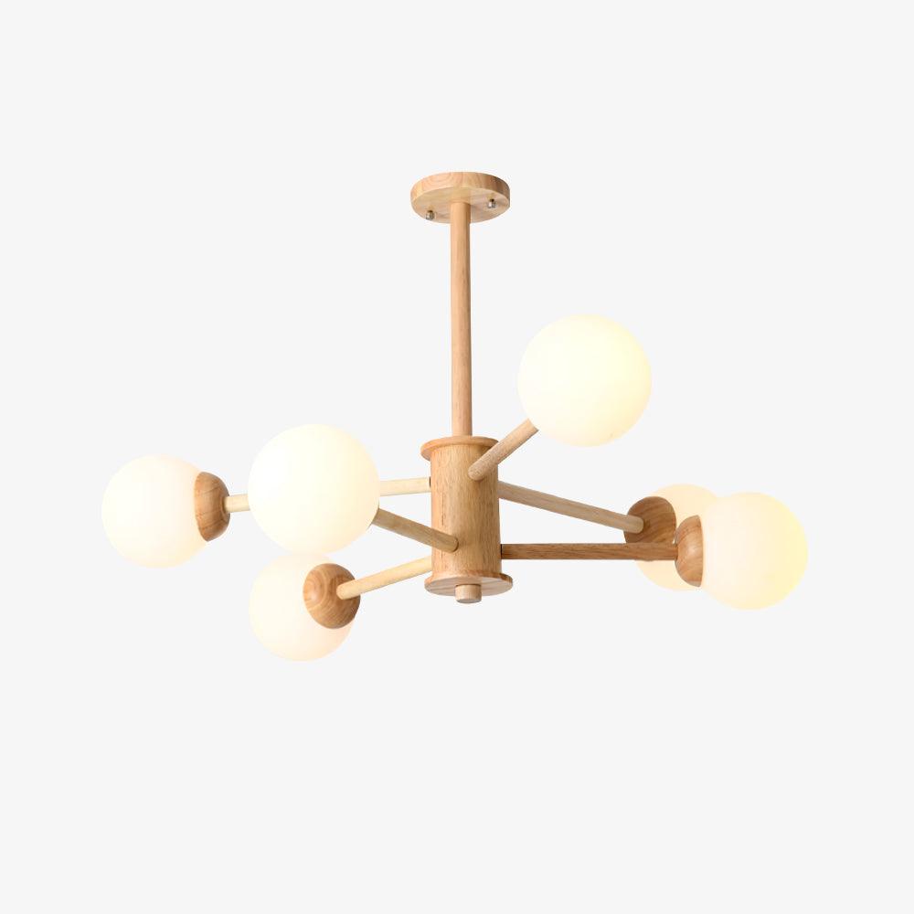 Lustra Chandelier en Bois Globe Minimaliste Naturel - Neutralighting