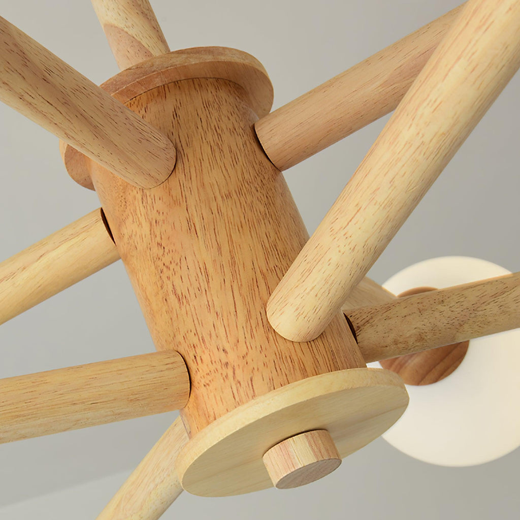 Lustra Chandelier en Bois Globe Minimaliste Naturel - Neutralighting