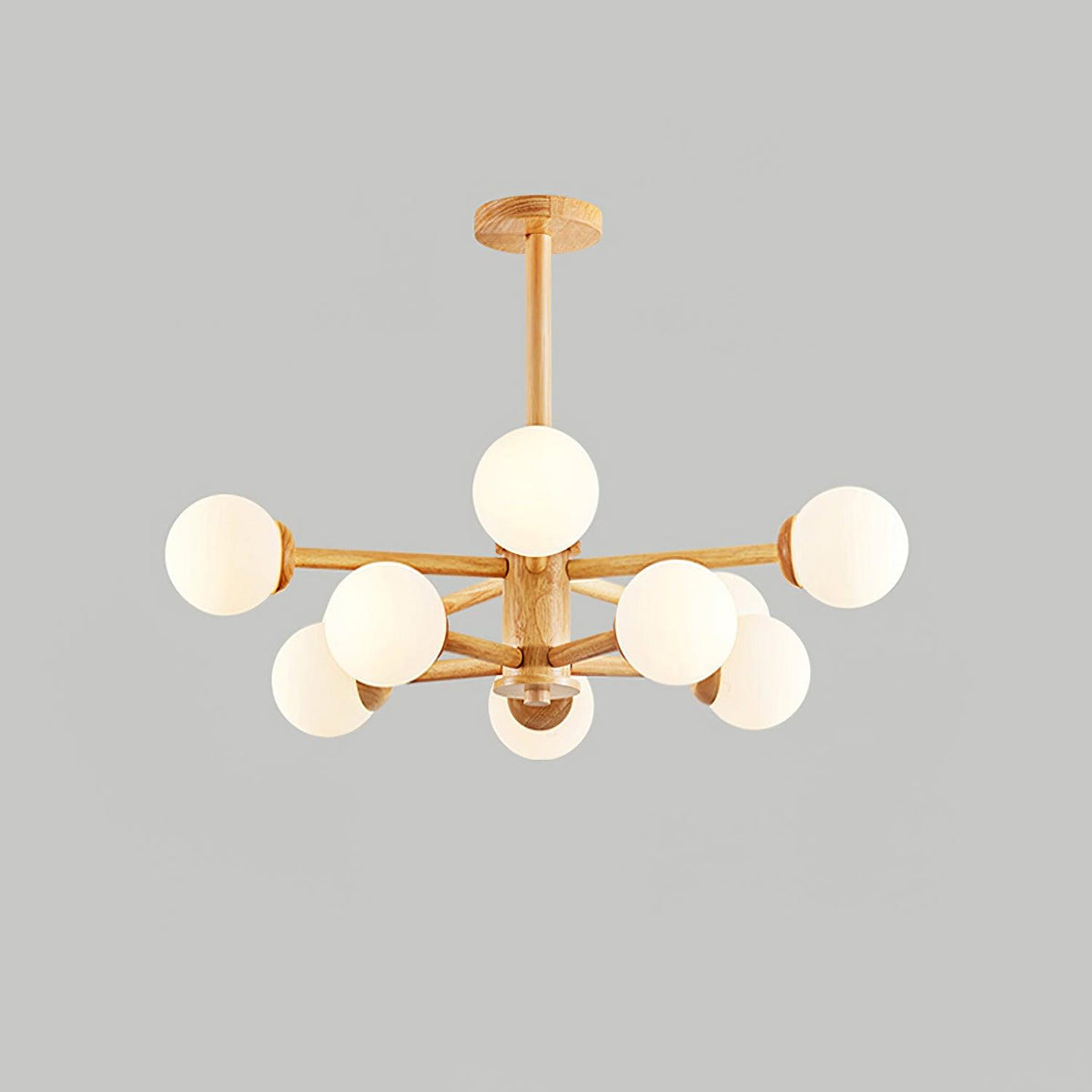 Lustra Chandelier en Bois Globe Minimaliste Naturel - Neutralighting