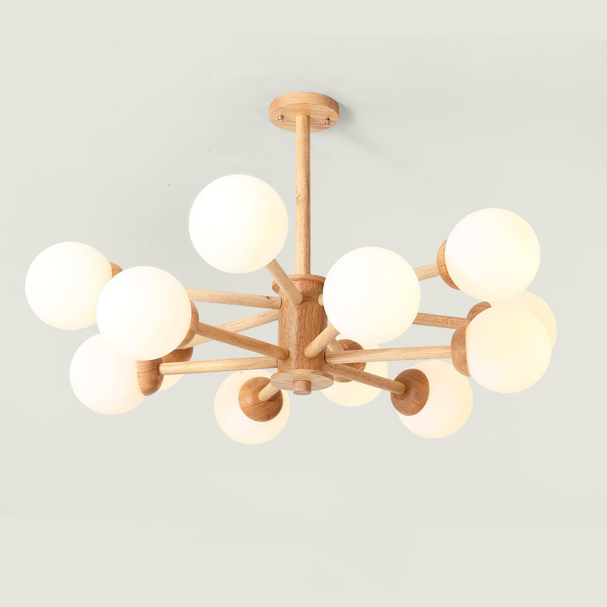 Lustra Chandelier en Bois Globe Minimaliste Naturel - Neutralighting