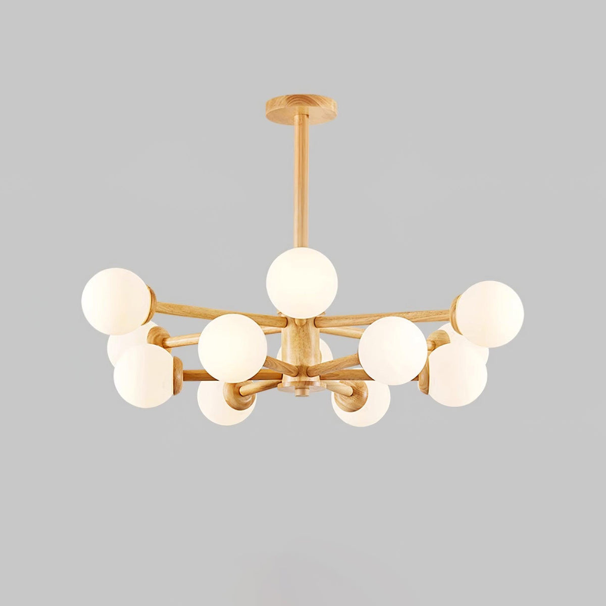 Lustra Chandelier en Bois Globe Minimaliste Naturel - Neutralighting