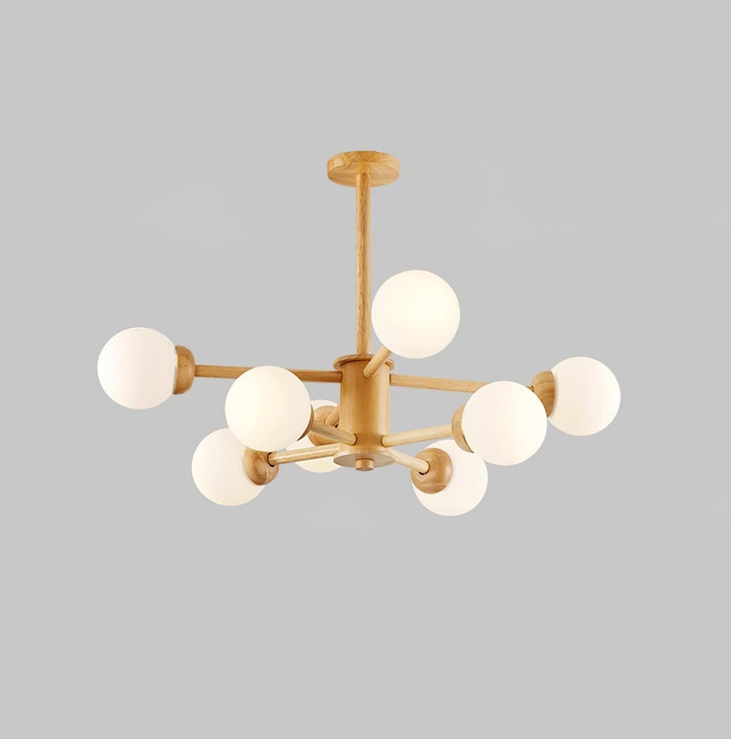 Lustra Chandelier en Bois Globe Minimaliste Naturel - Neutralighting