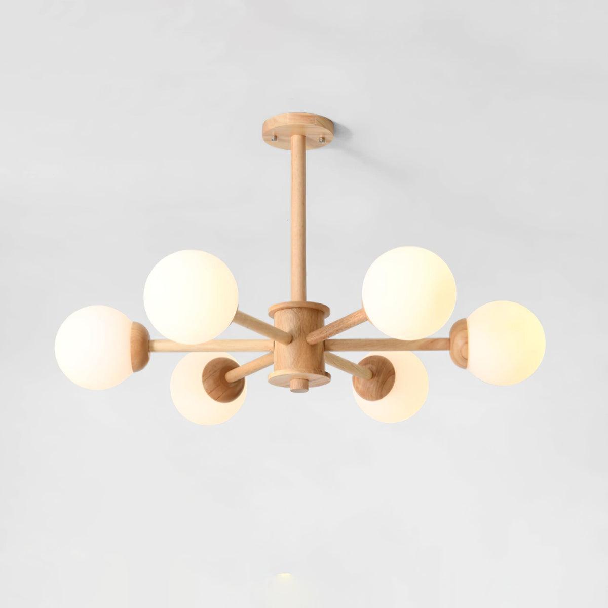 Lustra Chandelier en Bois Globe Minimaliste Naturel - Neutralighting