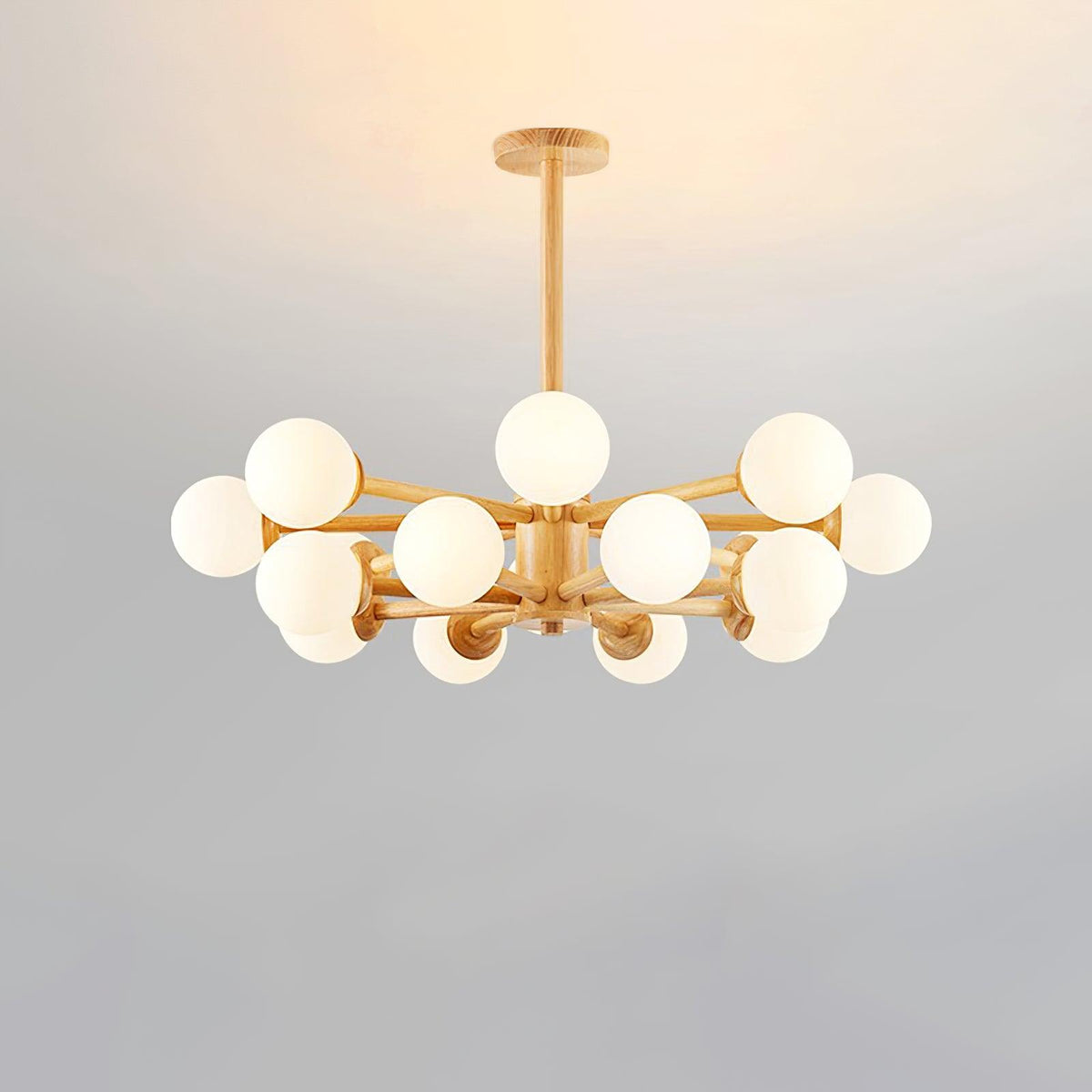 Lustra Chandelier en Bois Globe Minimaliste Naturel - Neutralighting