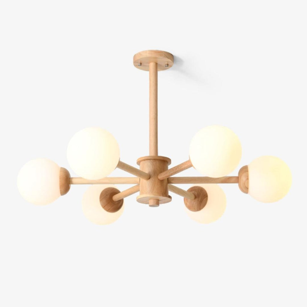 Lustra Chandelier en Bois Globe Minimaliste Naturel - Neutralighting