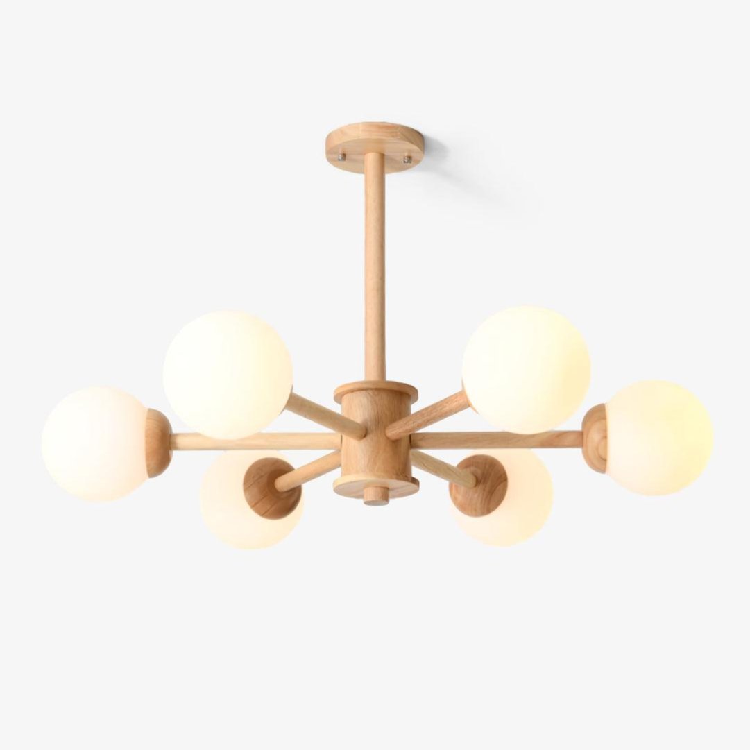 Lustra Chandelier en Bois Globe Minimaliste Naturel - Neutralighting